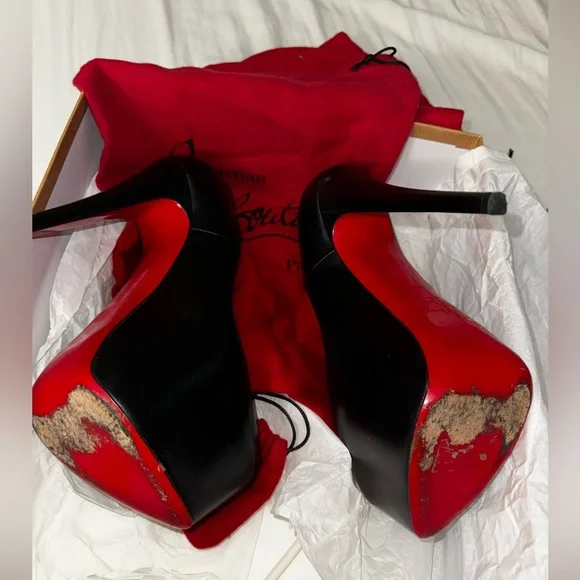 Christian Louboutin Black and Red Heels - Picture 5 of 11